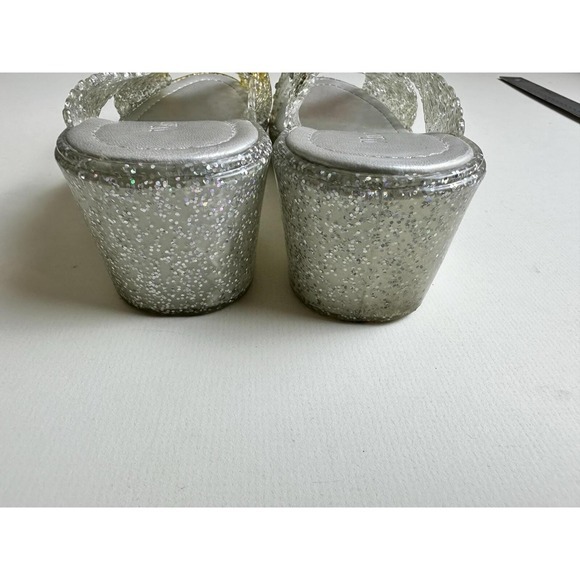 Vintage Women's Silver Glitter Jelly Plastic Clog Sandals Heels Wanted Sz 41 KC - Picture 6 of 6